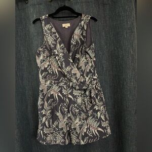 LOFT Dark Blue/Gray Floral Sleeveless Romper